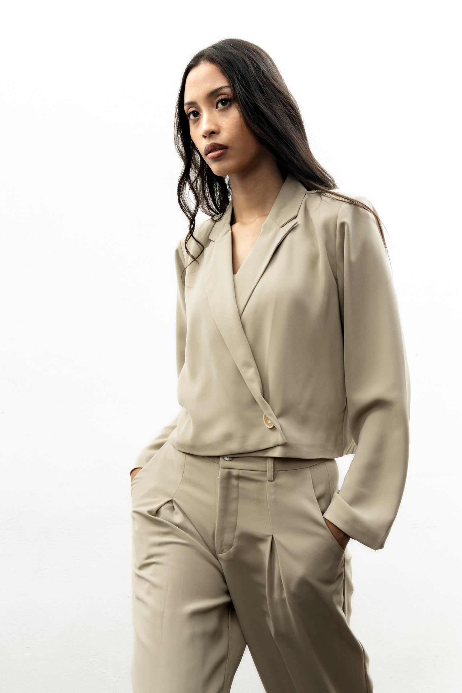 Olive Crop Blazer