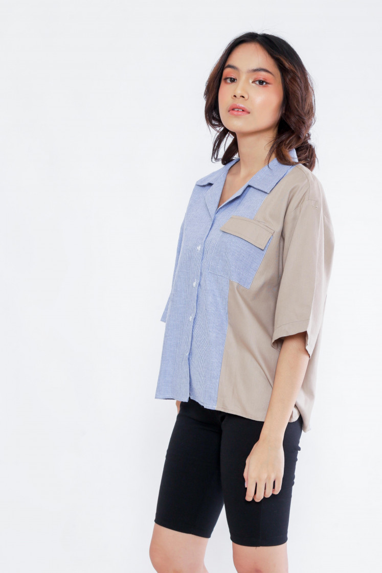 Jia Two Tone Shirt | Gaudi Clothing